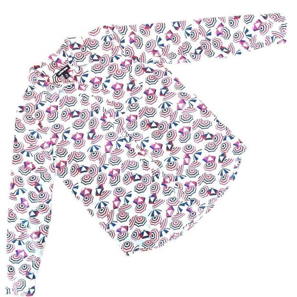 Lands End Women's Multicolor White Beach Umbrella Boyfriend Tunic Medium - Picture 3 of 14